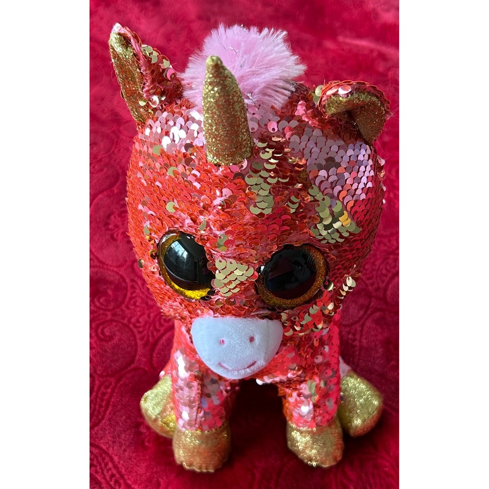 Ty Beanie Boos Sunset The Unicorn‎ Plush Toy Sequin Flippables Sparkly Stuffed